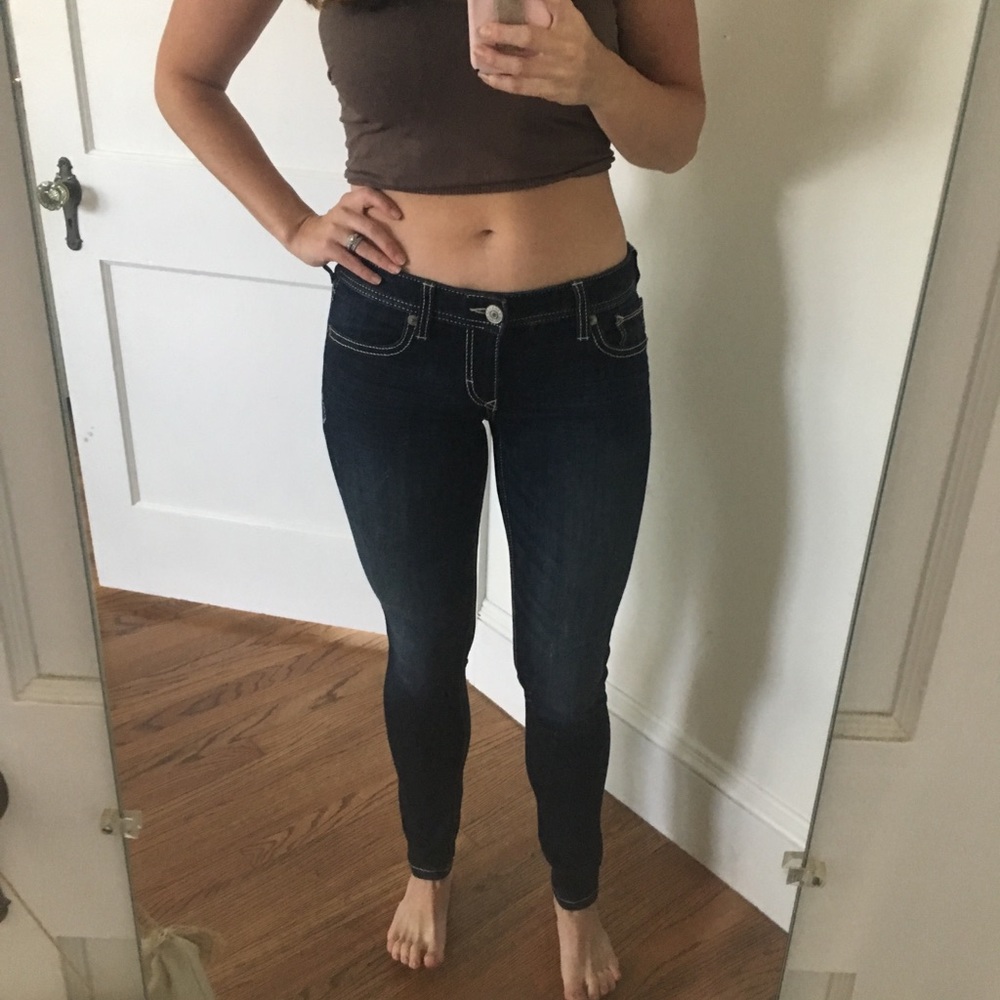 Low rise denim jeans